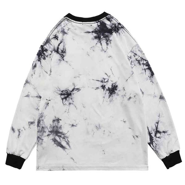 

polo shirt men tie dye t-shirt hip hop cartoon little bear letter printed streetwear tshirt harajuku cotton long sleeve t shirt tees tg6d, White;black