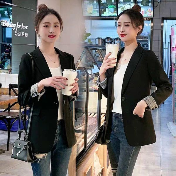 

blazer women black blazer women's spring and autumn leisure suit veste femme, White;black