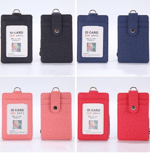 

card holders 1pc women men fabric bank holder id badge case student pass office accessories, Brown;gray