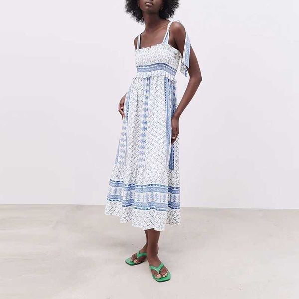 

casual floral cami dress women sleeveless backless high waist vacation beach sapaghetti strap midi 210525, Black;gray