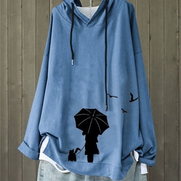 

fashion hooded printed sweater, Black