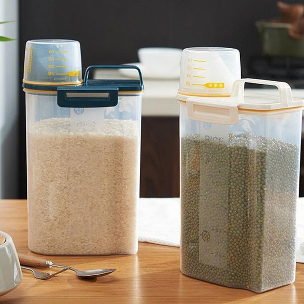 

home storage rice bucket kitchen plastic grains insect-proof box sealed moisture-proof tank bottles & jars