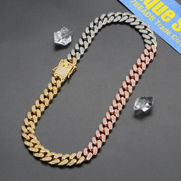

13mm rock street iced out hip hop chain necklace miami cuban for men wholesale fashion rapper jewelry drop chains, Silver