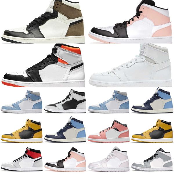 

jumpman 1 1s basketball shoes womens mid barely rose dutch green crimson tint toe purple pulse white off maison chateau mens trainers high