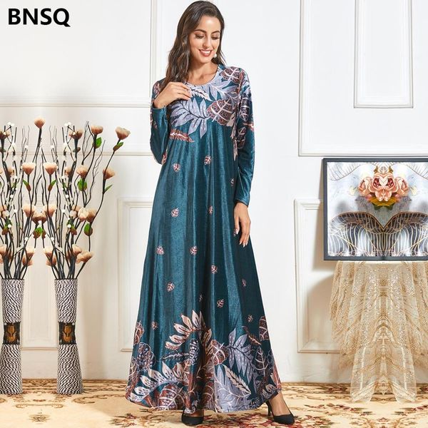 

Winter Velvet Dresses for Women 2021 Ethnic Long Sleeve Muslim Woman Dress Turkey Caftan Marocain Arabic Plus Size Clothing Robe