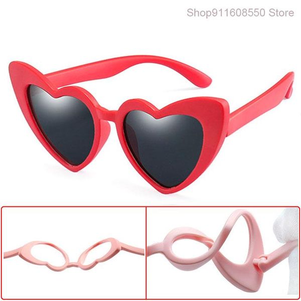 

kids polarized sunglasses children heart sun glasses girls boys silicone uv400 child mirror baby eyewear gafas, White;black