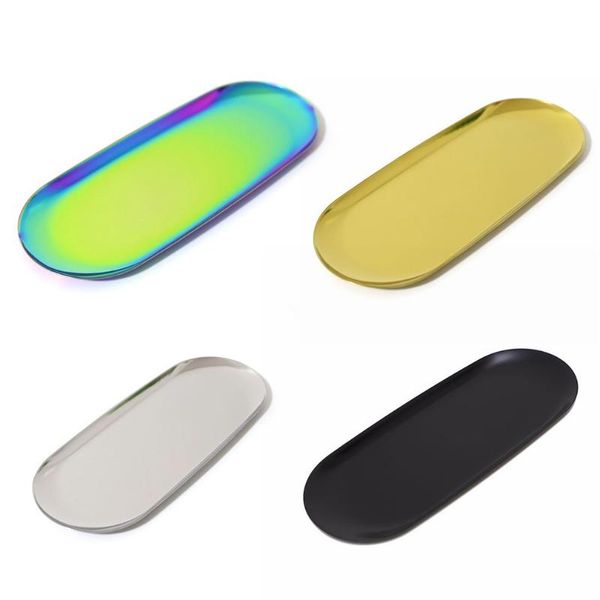 

dishes & plates storage tray nordic stainless steel jewelry plate oval-shaped towel cosmetic organizer snack