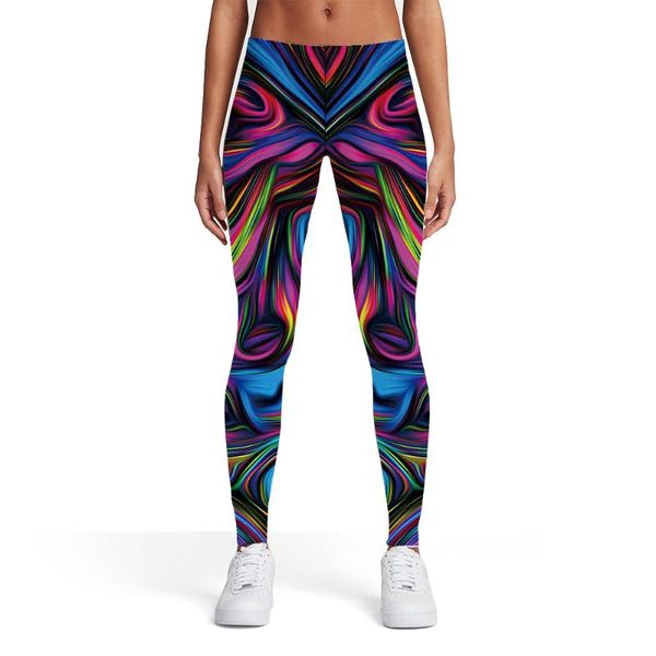 

women's leggings kyku colorful women abstract spandex dizziness womens pants fitness slim skinny pencil, Black