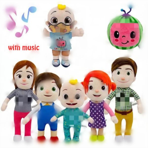 

15-33cm coccomelonn toys plush with music cartoon tv series family sister brother mom and dad toy dall kids gift stuffed doll t02