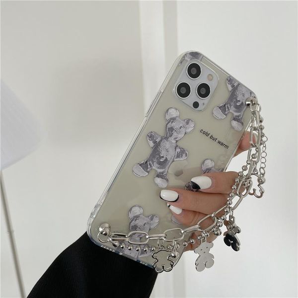 

cell phone pouches women bear bracelet case for 11 12 pro max cases girls 12mini 7 8 plus xr xs x wrist strap pendant cover