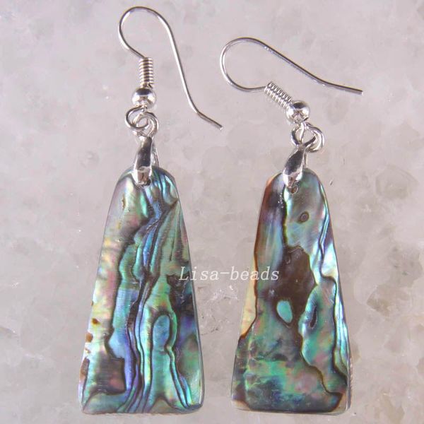 

dangle & chandelier women jewelrly teardrop beads natural blue zealand abalone shell earrings 1pair u263, Silver