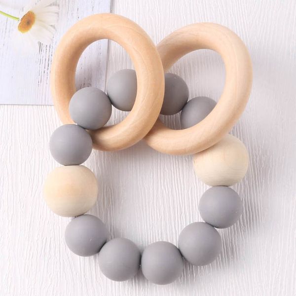 

diy silicone bracelet baby pacifiers teething beads letter natural wooden newborn teeth practice toys infant feeding food grade soother b730