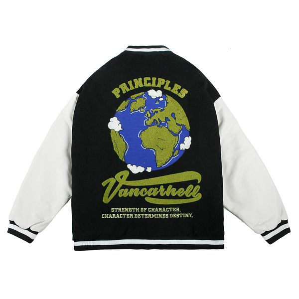 

men's jackets vibe style autumn embroidery splice baseball men women streetwear hip hop loose casual male coat outerwear 24tk, Black;brown