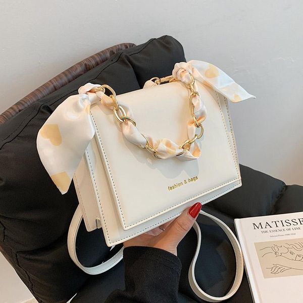 

evening bags fashion small pu leather crossbody shoulder for women 2021 luxury female silk scarf chain handbag women's designer tote ba