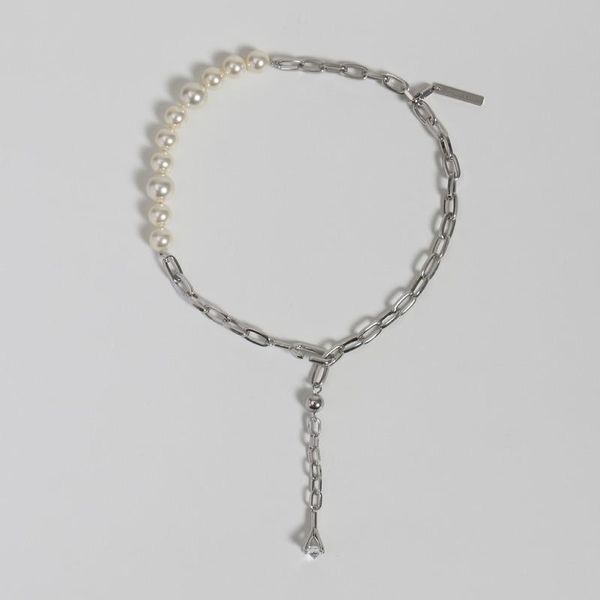 

pendant necklaces chaopai pearl necklace white gold french clavicle chain, Silver