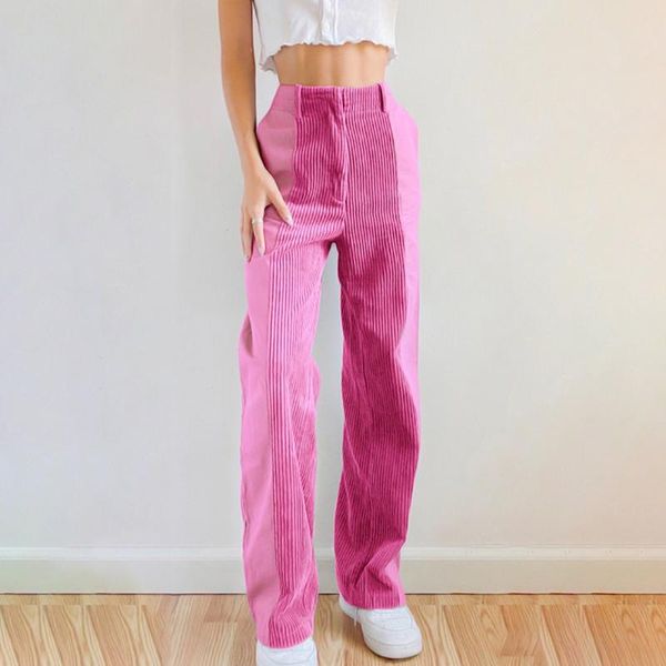 

women's pants & capris corduroy y2k baggy joggers women brown patchwork straight trousers neon color vintage 90s aesthetic streetwear, Black;white