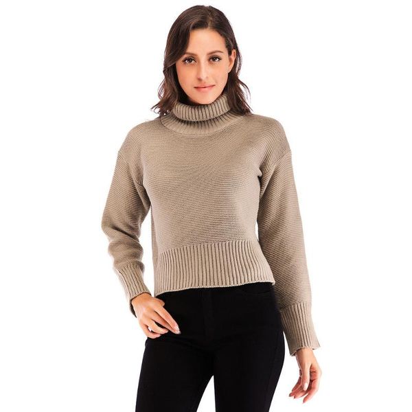 

women's sweaters 2021 autumn winter sweater casual solid color fashion womens pullover turtleneck long sleeve knitting simplicity, White;black