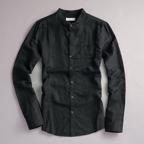 

french brand shirt men business casual long sleeve linen shirts fashion cotton mens clothing male chemise men's, White;black