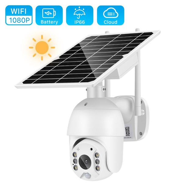 

camera solar 8w panel 15000mah battery security outdoor ptz cctv smart monitor ip cameras