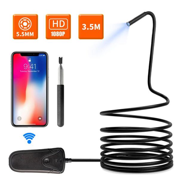 

cameras 2mp 1080p 5.5mm wireless wifi endoscope inspection borescope camera cleaning handheld otoscope digital microscope 5m