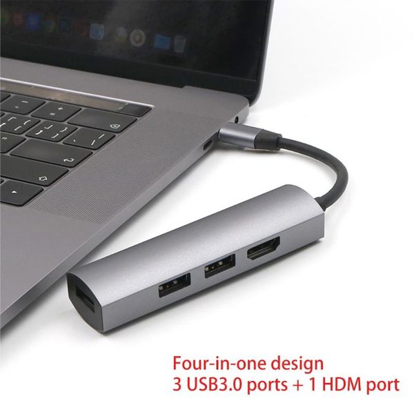 

hubs mxlc 4 in 1 multi-port usb3.0 type-c usb-c hub to 4k video -compatible adapter