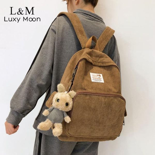 

school bags 2021 corduroy backpack students books rucksack preppy children schoolbag vintage collage girls backpacks xa881h