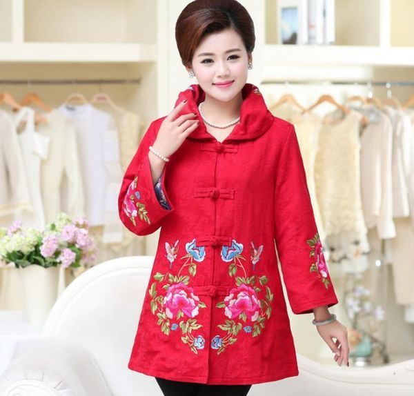 

women's trench coats national wind embroidered autumn jacket large lapel top, Tan;black