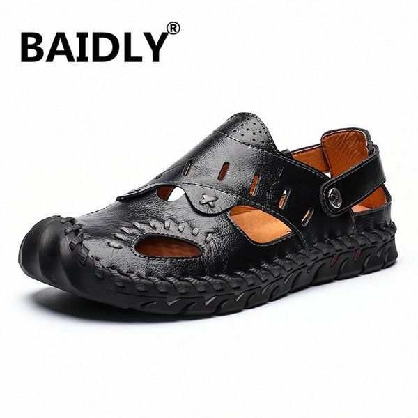 

new casual men sandals comfortable men summer leather sandals roman summer outdoor beach big size 39 48 pumps shoes shoe sale from , $24.60, Black