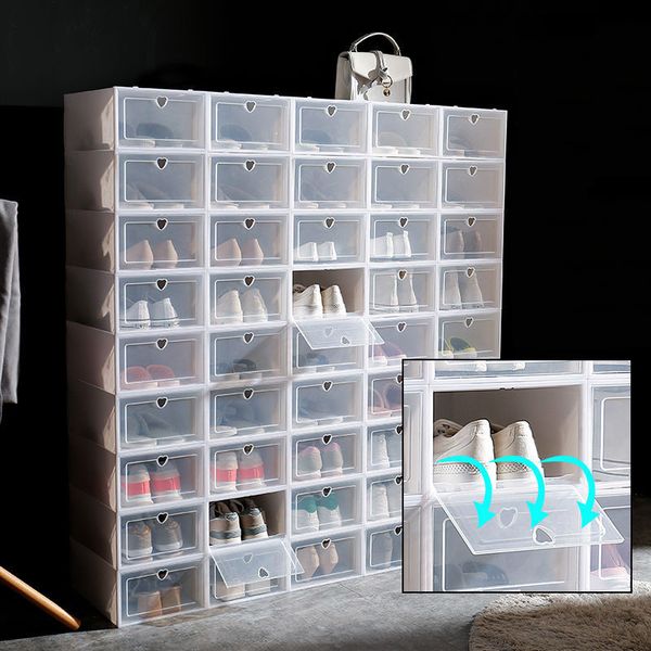 

thickened transparent shoe box household plastic storage artifact simple multi-layer cabinet rack assembly japanese style dustproof zjtl0846