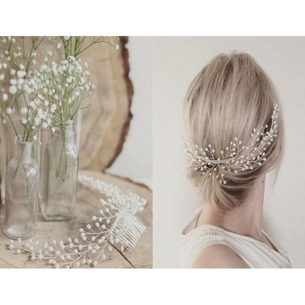

hair clips & barrettes 1pc pearl clip bridal ornaments elegant wedding jewelry accessories crystal bride comb headwear, Golden;silver