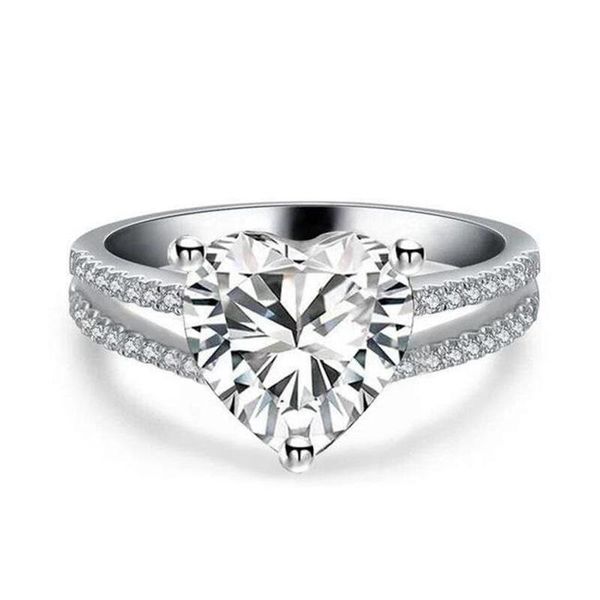 

wedding rings romantic heart shape for women shine cubic zircon engagement accessories party delicate gift fashion jewelry lover's ring, Slivery;golden