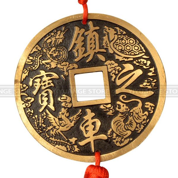 

decorative objects & figurines chinese vintage lucky wealth fortune fengshui copper coins metal pendant art car decoration smooth sailing