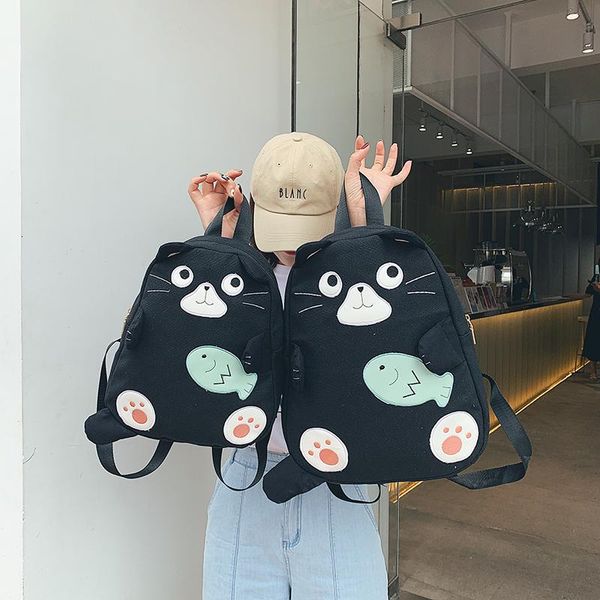 

outdoor bags 2021 tide can beloved daughter canvas backpack kitty hit color student a bag will capacity concise both shoulders package