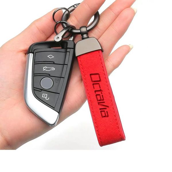 

keychains car accessories custom keychain suede leather luxury lanyard for skoda octavia a7 3 vrs 2 5e rs, Silver