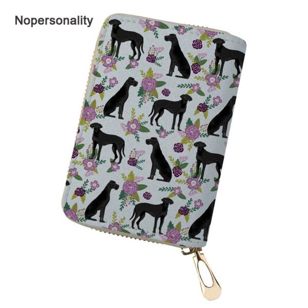 

card holders nopersonality floral great dane leather business id wallet for women zipper organizer female ladies, Brown;gray