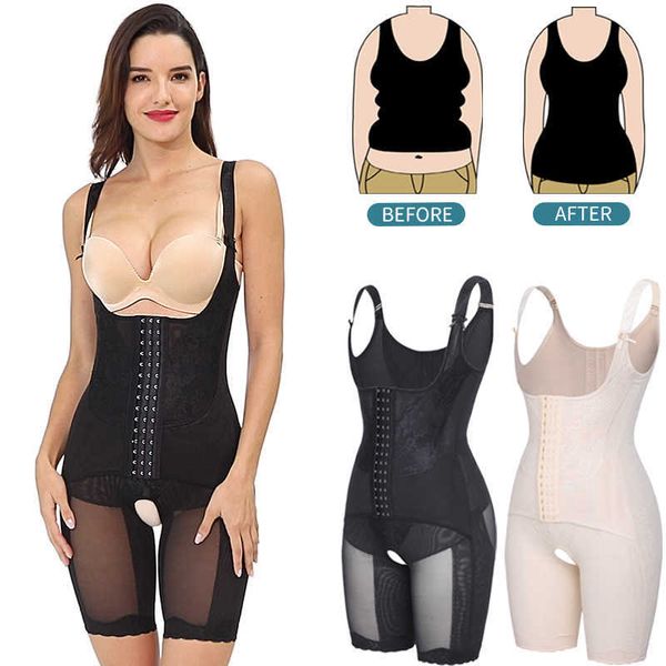 Nylon-Ganzkörper-Shaper-Bodysuit für Damen, schlankmachende Mantel-Shapewear, Bauchreduzierung, schlanker Taillentrainer, Bauch-Kontroll-Shaper