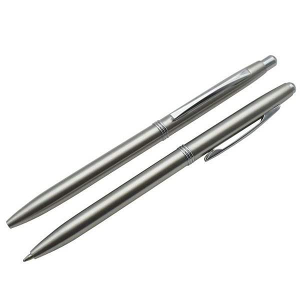 

primary color stainless steel ballpoint pen balck blue ink refill thickened metal ballpen office school writing supplies gift pens, Blue;orange