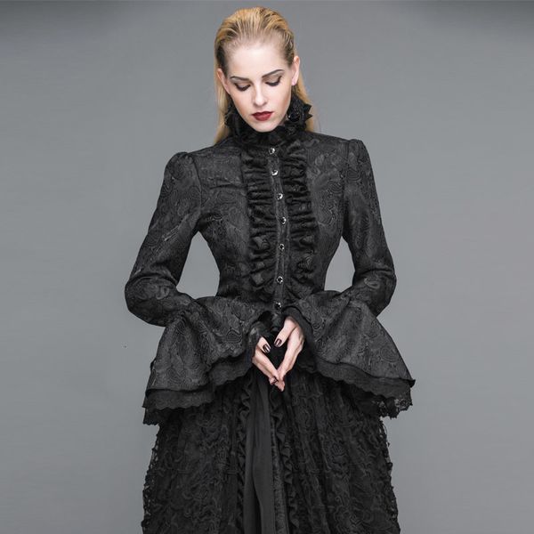 

skirt victorian enlargement sleeve fashion women's style punk blouse europa, Black