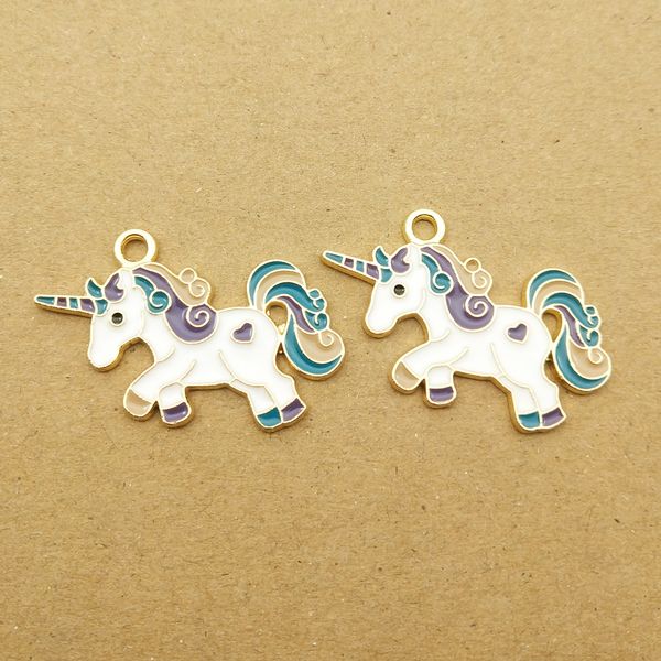 10 pz 26x34mm smalto animale unicorno fascino per la creazione di gioielli e lavorazione moda orecchino pendente braccialetto collana fascini