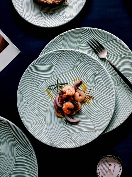 

dishes & plates nordic ceramic dinner plate restaurant steak breakfast round flat household tableware dish solid color large