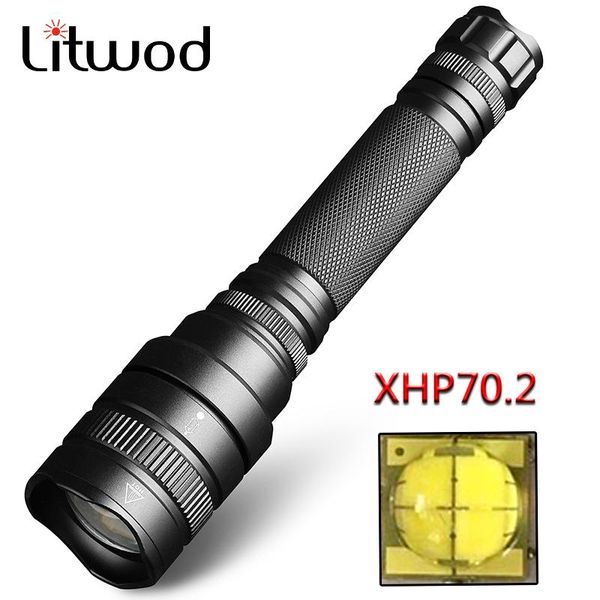 

litwod z25 50000lm original cree xhp70.2 32w powerful tactical led torch zoom lens 2pcs 18650 battery flashlights torches