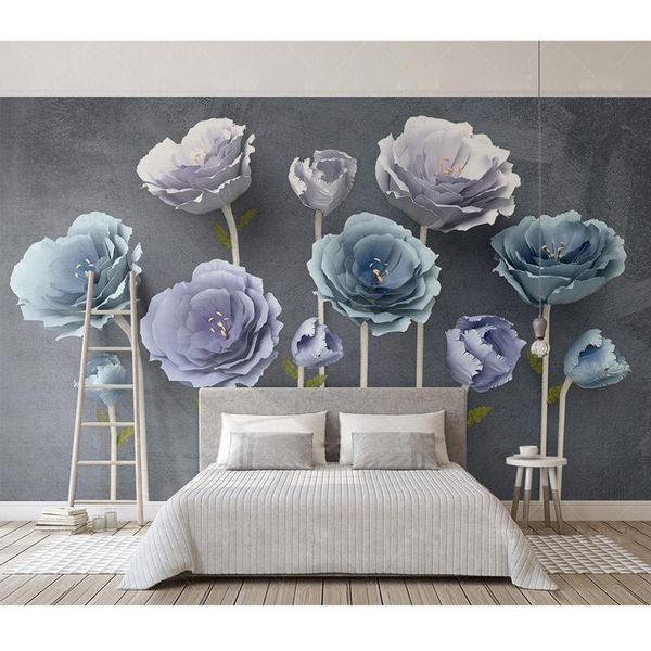 

wallpapers moderno 3d wall paper stickers stereoscopic flower po wallpaper mural living room bedroom self adhesive /silk