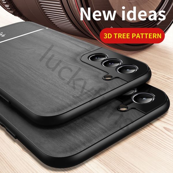 Bionic Holzmaserung Handyhüllen für Samsung S21Plus S20 Ultra S10 NOTE20 NOTE10 iPhone 12 11 ProMax ultradünne Auto-Magnetringhalterung Anti-Fall-Schutzhülle