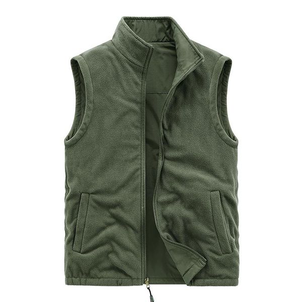 

men's vests vest jacket double-sided wear warm stand collar clothing men autumn winter fleece sleeveless casual waistcoat homme, Black;white