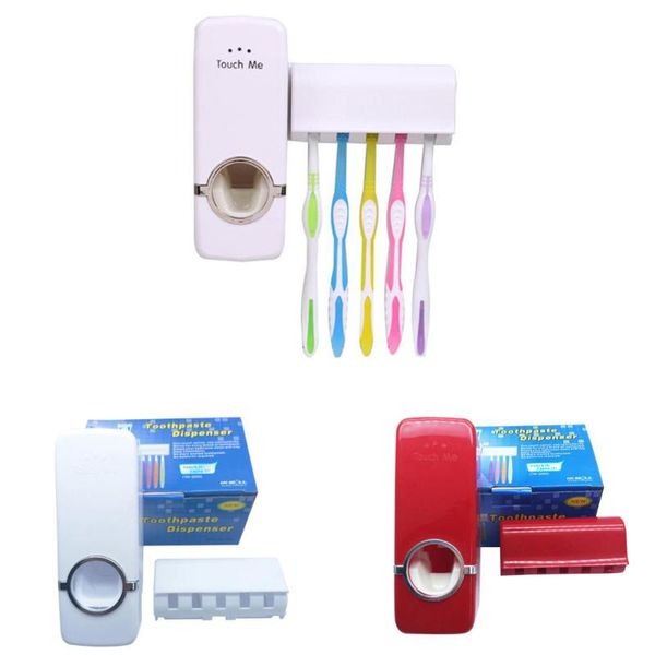 

toothbrush holders home improvement automatic toothpaste dispenser with five-slot holder set wall mount stand 30fp06