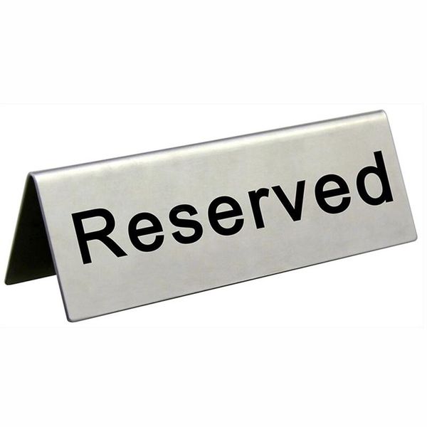 

party decoration stainless steel table sign"reserved" 1.75"x 4.75", set of 3