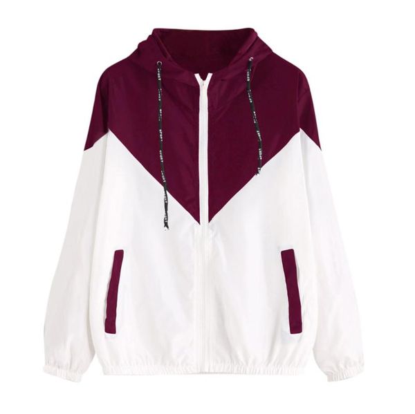 

women's trench coats women basic jackets female zipper pockets casual long sleeves autumn hooded jacket two tone windbreaker, Tan;black