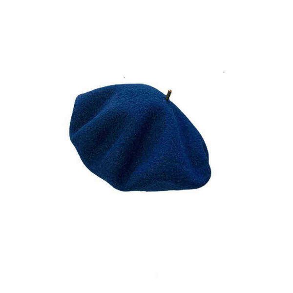 

korean minority solid beret in autumn and winter warm versatile student painter hat metal chirping pumpkin tide, Blue;gray