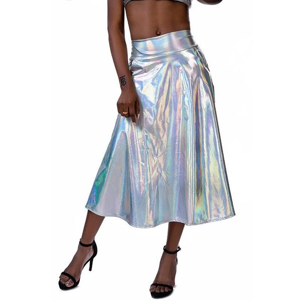 

skirts style women bright leather street show fashion skirt female solid sexy, Black