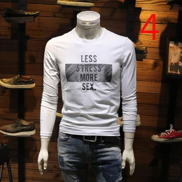 

autumn european and american simple mens t shirt high collar loose long sleeved street card, White;black